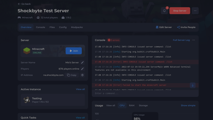 The New Shockbyte Control Panel - Known Issues & Common Fixes