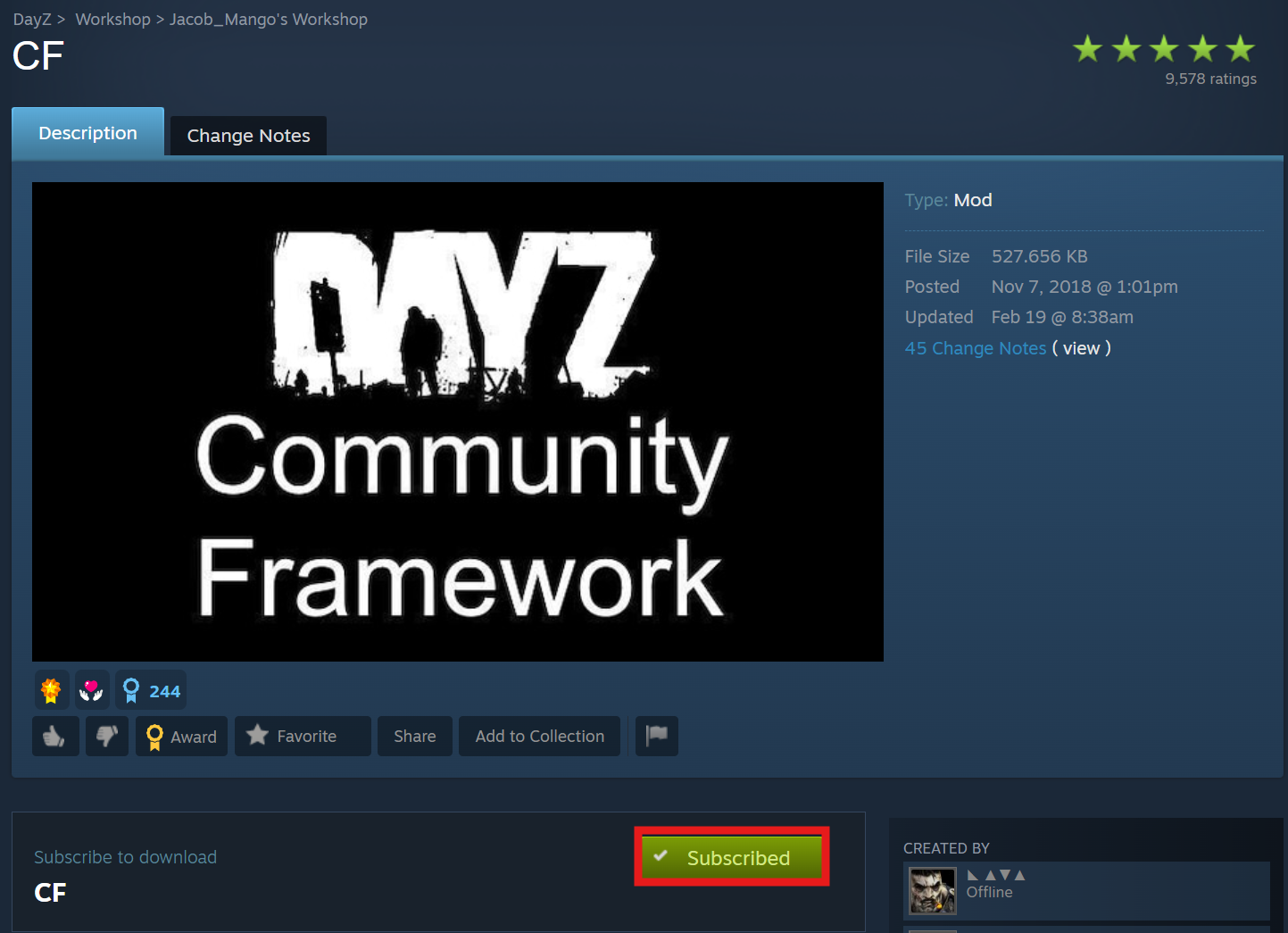 Subscribing to a mod on the DayZ Steam Workshop
