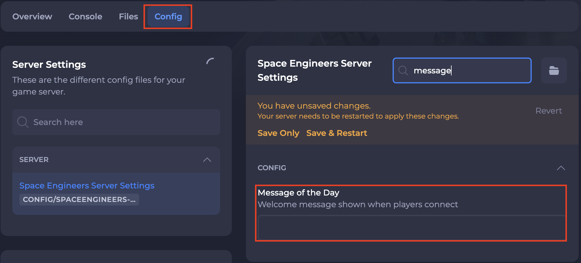 How to Set the Message of the Day on your Space Engineers Server ...