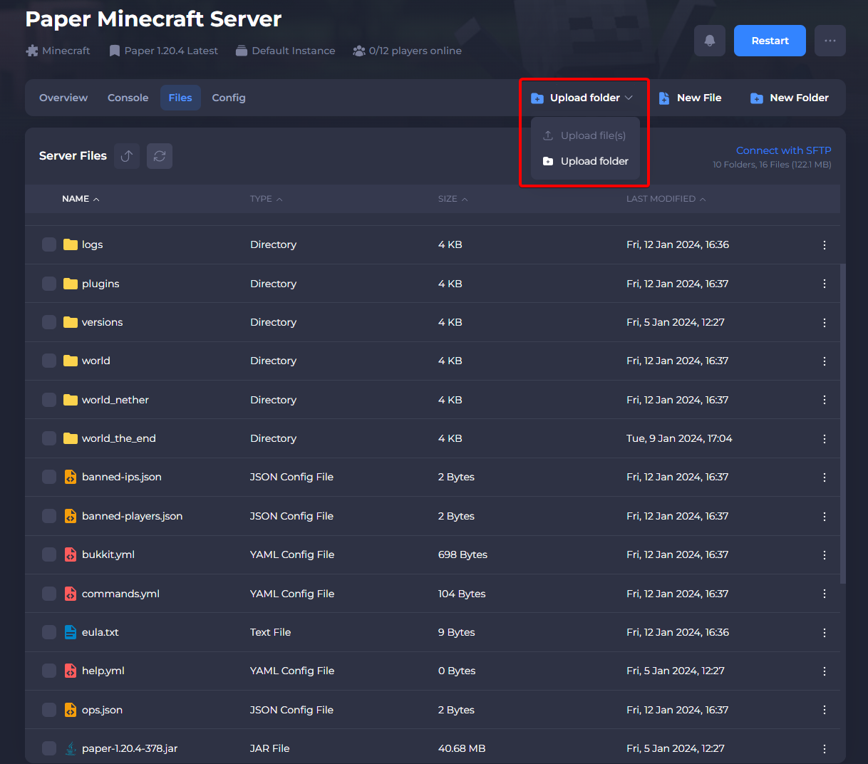 uploading minecraft worlds to a minecraft server