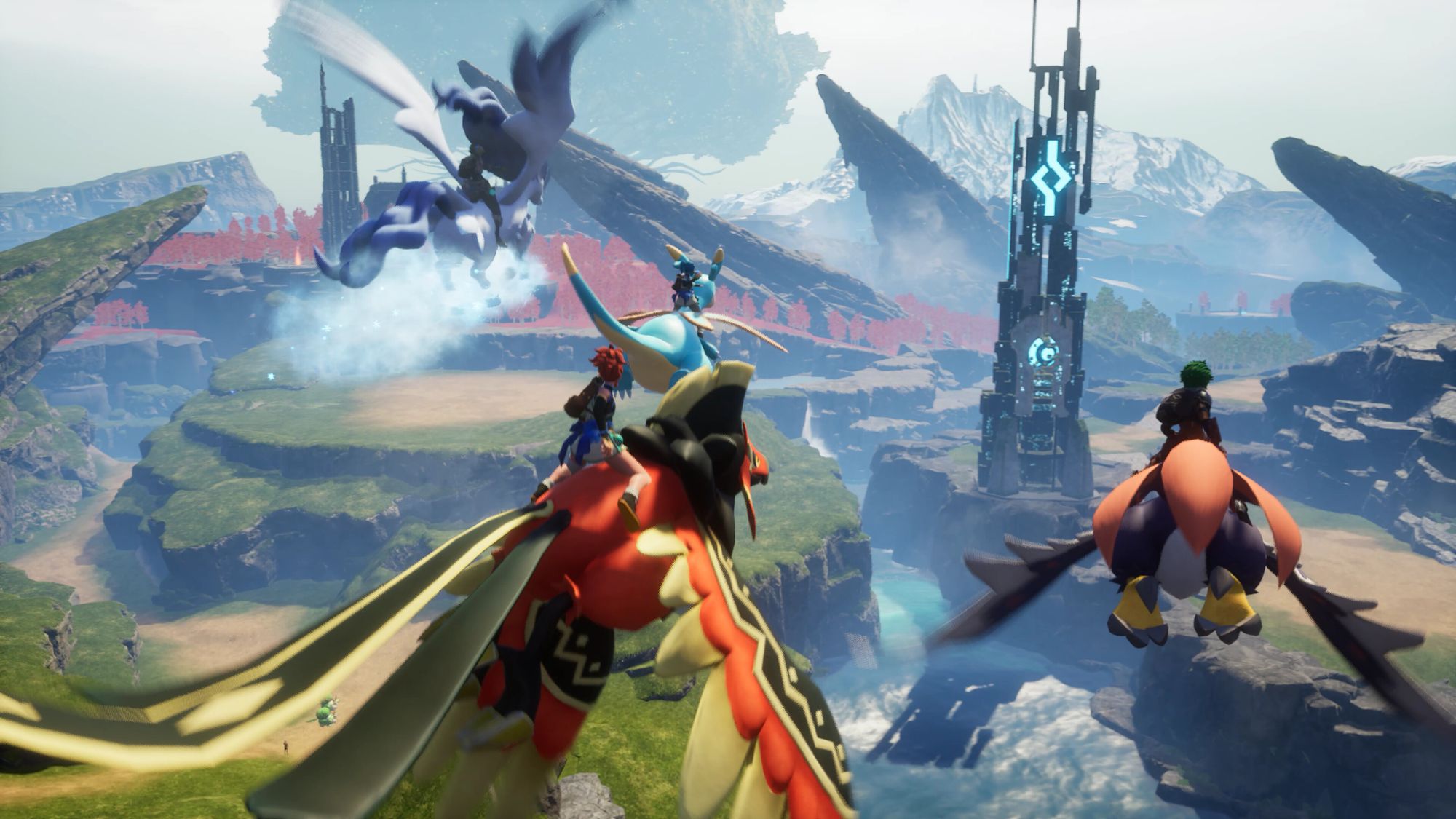 Palworld Multiplayer 4 Players Flying