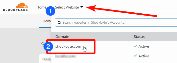 select domain on cloudflare