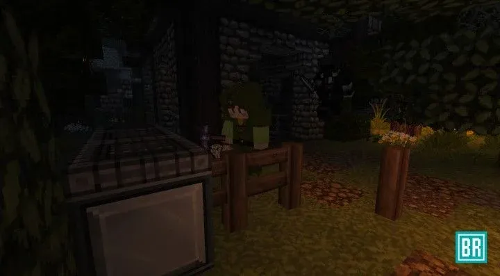 A screenshot of gameplay in which the killer is sneaking up on a survivor from behind