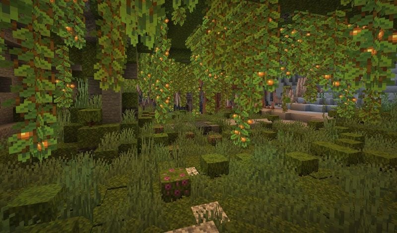 Lush Caves biome in Minecraft 1.18 Caves and Cliffs Part 2
