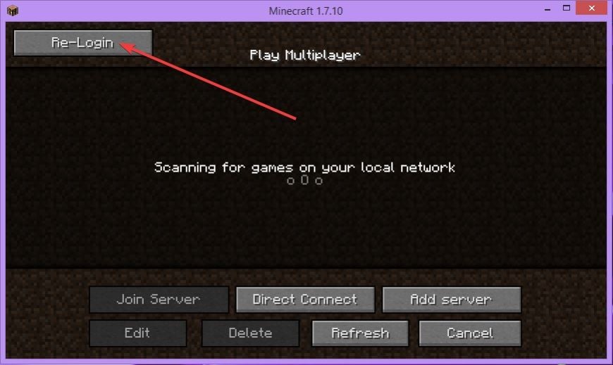 A screenshot showing the ReAuth mod button in the Minecraft game client allowing players to 