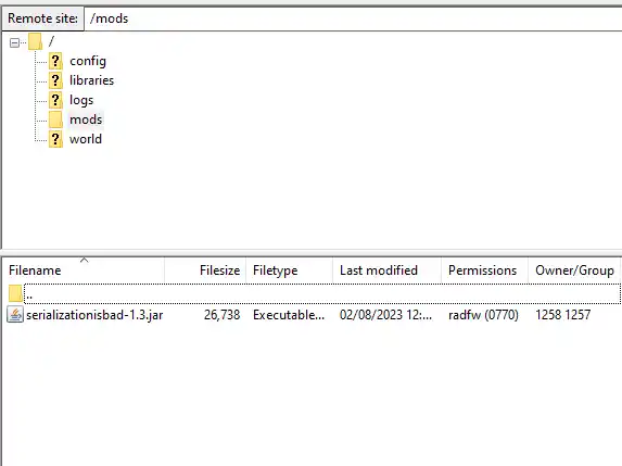 uploading plugin to server files