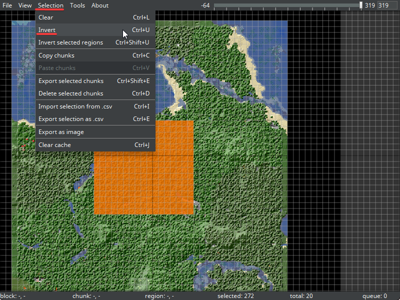 Go to selection tab then click invert to select only the chunks you want to remove