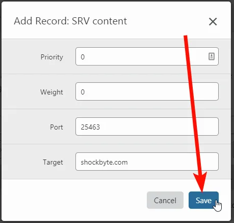 filling out SRV record entries to create custom domain