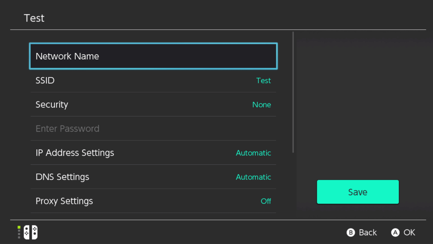 Setting Manual DNS settings on a Nintendo Switch entertainment system.